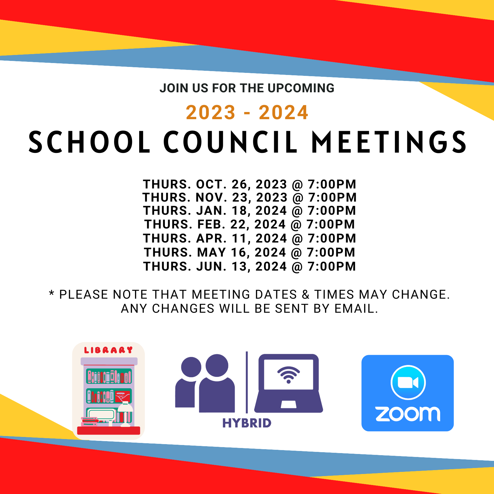 2023-2024 School Council Meeting Dates